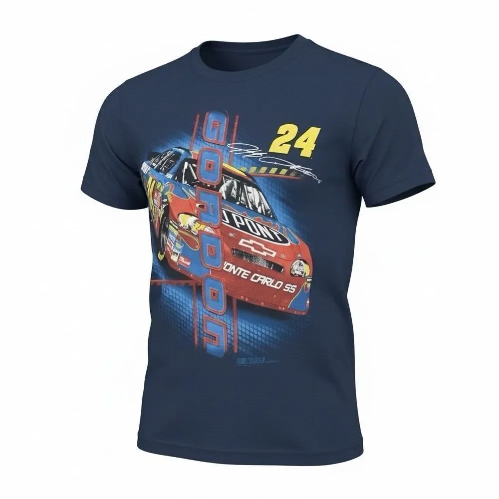 Jeff Double Side Racing Tee Jeff Gordon Mens M Chase 2007 NASCAR navy Blue